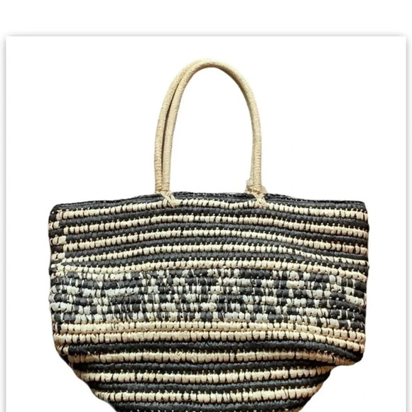 St. John’s Bay Straw Woven Tote Bag Black, Ivory, Natural NWT - Picture 14 of 14